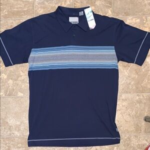 NWT Point Zero Navy Blue Striped Men's Polo Shirt